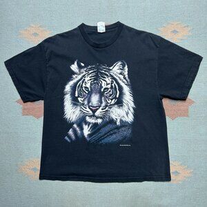Vintage graphic t shirt thunder sportswear tiger animal nature big face large